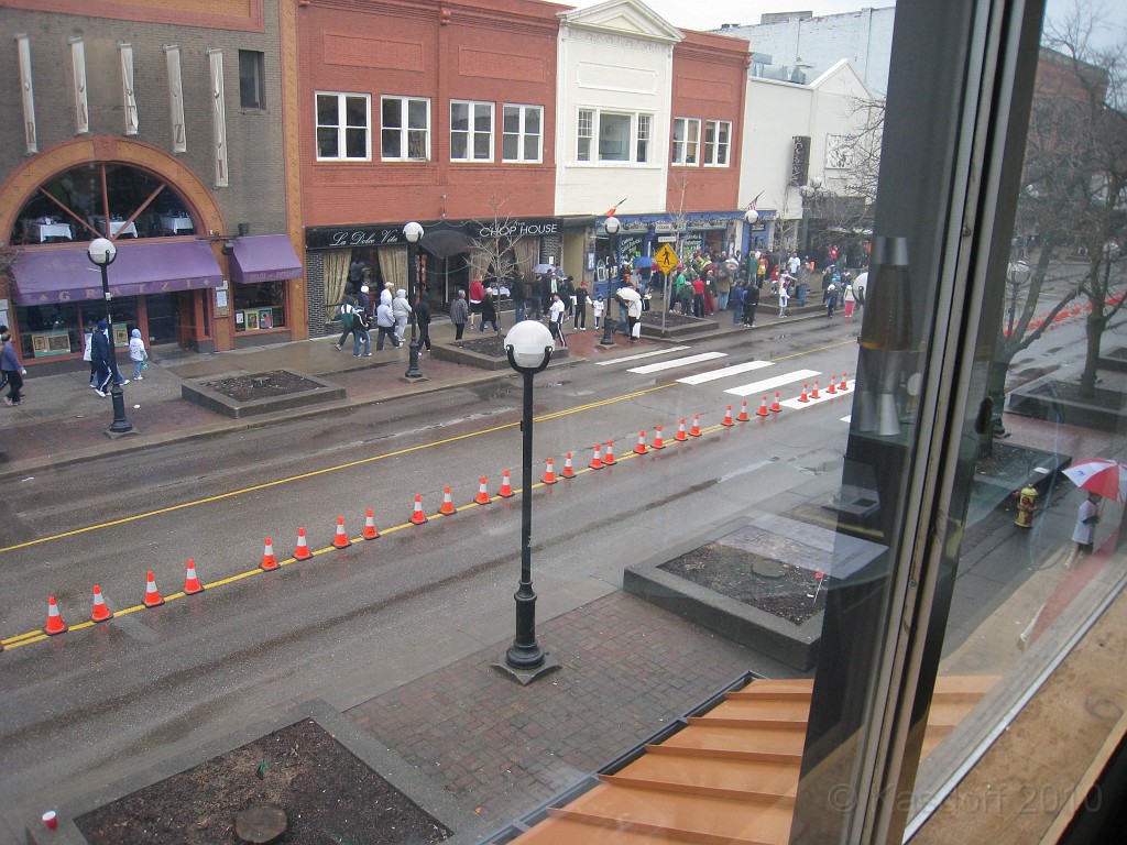 Shamrocks and Shenanigans 5K 2010 0010.jpg - The 2010 Shamrocks and Shenanigans 5K race in Ann Arbor MI. Cool and damp, and crowded. Only about 30 minutes before the race and it is still pretty quiet on main street.